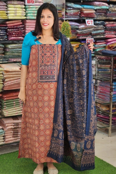 STYLISH AJRAK PRINTED COTTON SALWAR SUITS N2524