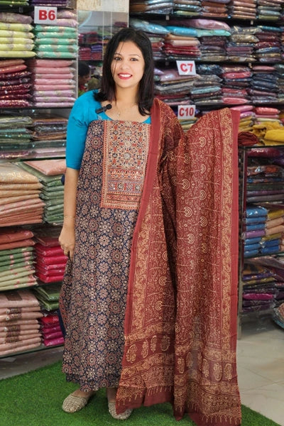 STYLISH AJRAK PRINTED COTTON SALWAR SUITS N2524