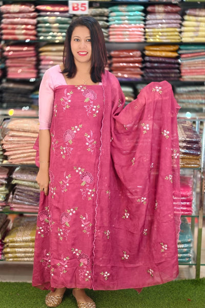 PREMIUM PLATINUM ORGANZA CRUSH SALWAR SUITS N2529