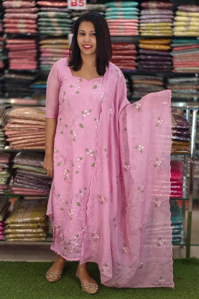 PREMIUM PLATINUM ORGANZA CRUSH SALWAR SUITS N2529