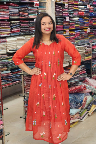 PREMIUM MUL CHANDERI KURTHIES N2532