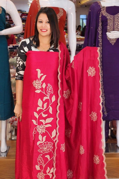 HEAVY EMBROIDERY WORKED VICHITRA SILK SALWAR SUITS @999/-  N2605