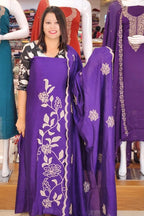 HEAVY EMBROIDERY WORKED VICHITRA SILK SALWAR SUITS @999/-  N2605