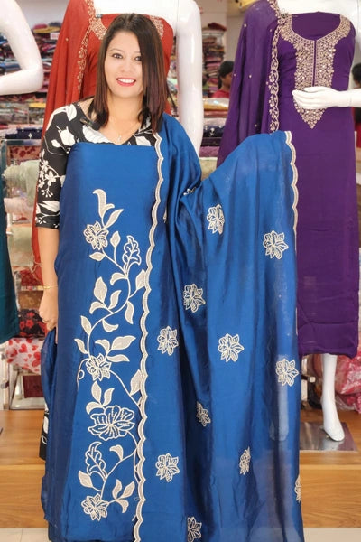 HEAVY EMBROIDERY WORKED VICHITRA SILK SALWAR SUITS @999/-  N2605