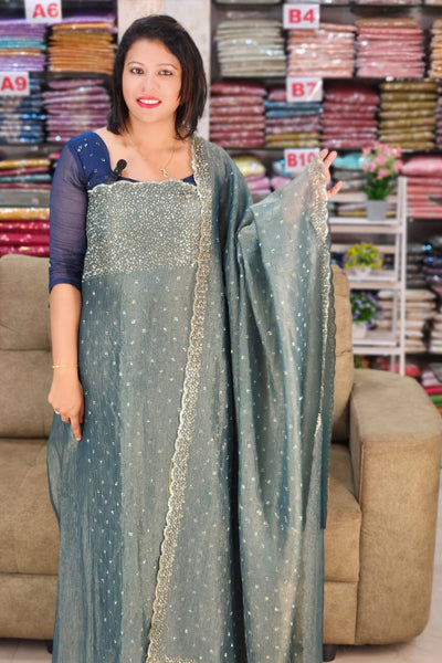 PARTYWEAR SPECIAL PLATINUM CRUSH SALWAR SUITS @1495/- N2641