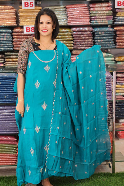 STYLISH  MUL CHANDERI SALWAR SUITS @999/- N2653