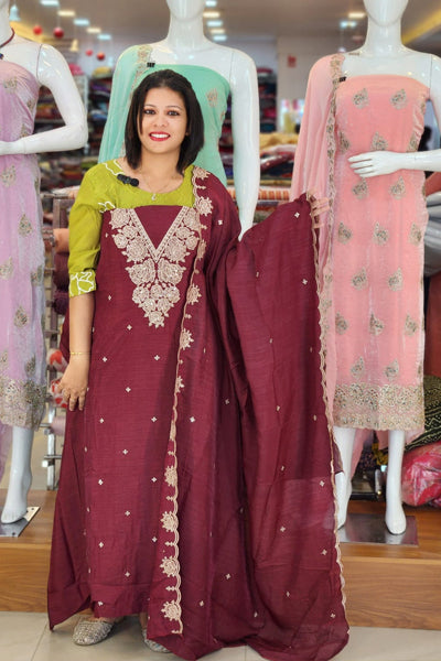 BUDGETED SEMI SILK SLAWAR SUITS @795/- N2684