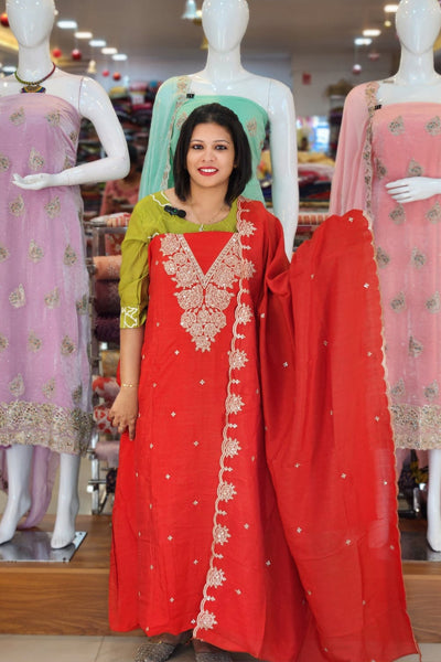 BUDGETED SEMI SILK SLAWAR SUITS @795/- N2684