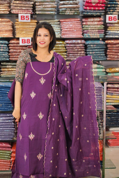 STYLISH  MUL CHANDERI SALWAR SUITS @999/- N2653