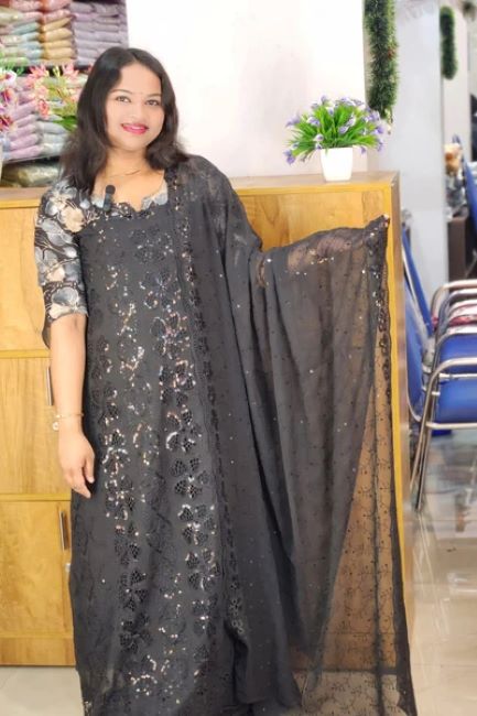 STYLISH SCHIFILI EMBROIDARY WORKED GEORGETE SUITS @999/- N2657