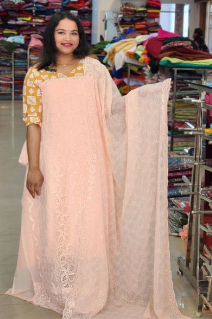 STYLISH SCHIFILI EMBROIDARY WORKED GEORGETE SUITS @999/- N2657