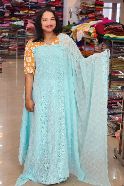 STYLISH SCHIFILI EMBROIDARY WORKED GEORGETE SUITS @999/- N2657