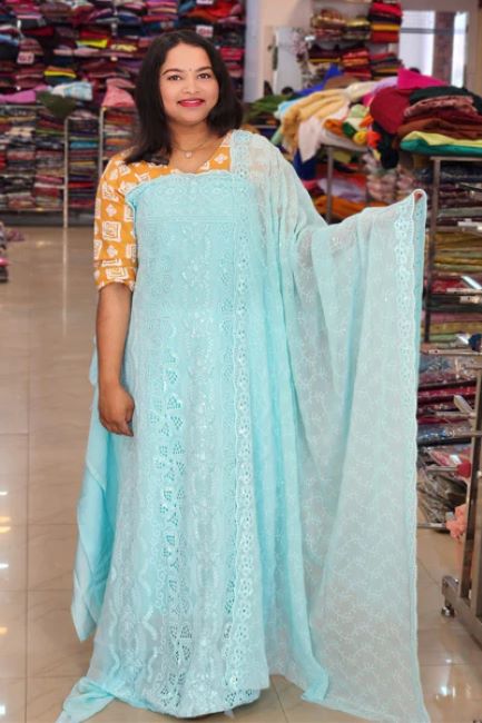 STYLISH SCHIFILI EMBROIDARY WORKED GEORGETE SUITS @999/- N2657