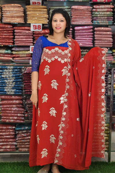 BUDGETED ZARI STYLE EMBROIDERY WORKED GEORGETTE SUITS @999/-  N2663