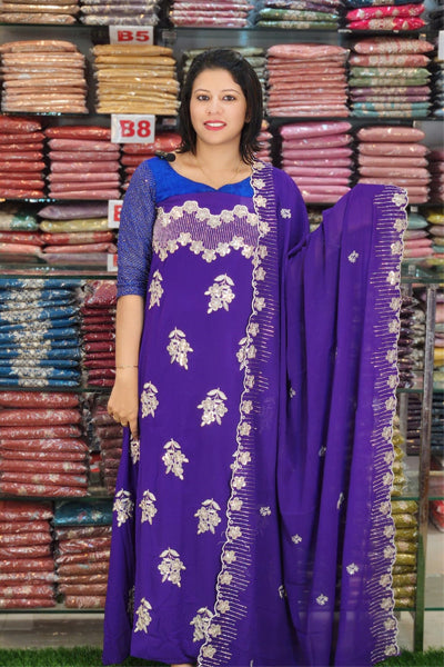BUDGETED ZARI STYLE EMBROIDERY WORKED GEORGETTE SUITS @999/-  N2663