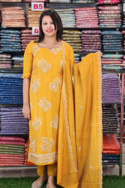 BUDGETED PARTYWEAR SEMI SILK SALWAR SUITS @895/- N2669