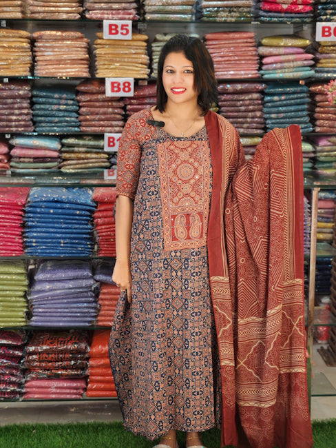 BUDGETED AJRAK PRINTED COTTON SALWAR SUITS @899/- N2694