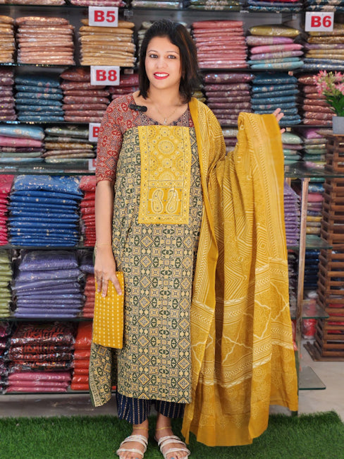 BUDGETED AJRAK PRINTED COTTON SALWAR SUITS @899/- N2694