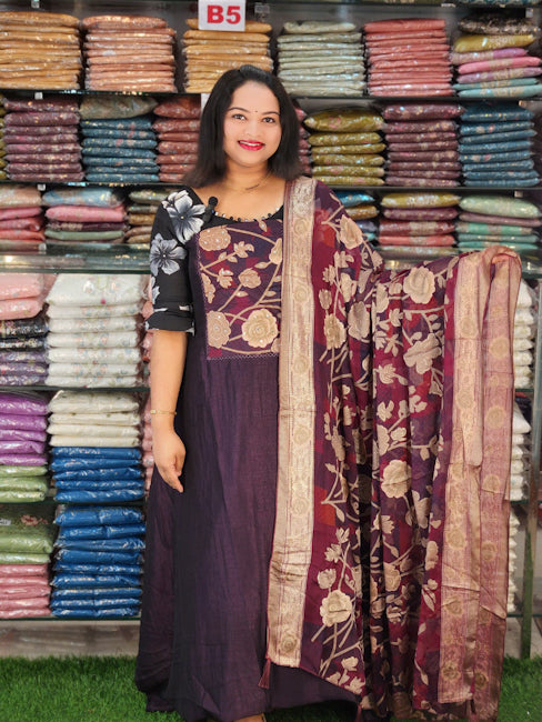 STYLISH BRASSO PATCH WORK YOKED VICHITRA SILK SUITS @895/- N2707