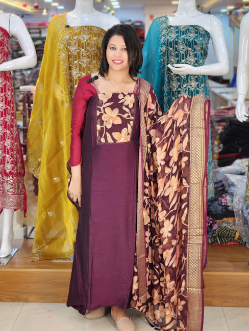 STYLISH BRASSO WEAVED SEMI SILK  SALWAR SUITS @895/- N2710