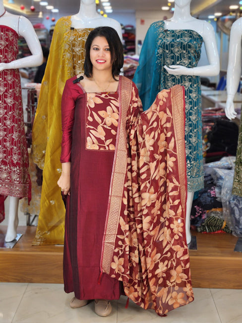 STYLISH BRASSO WEAVED SEMI SILK  SALWAR SUITS @895/- N2710