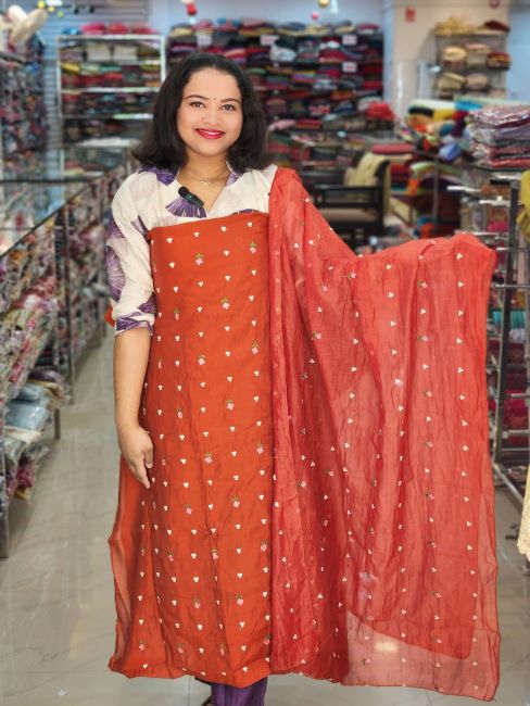 STYLISH MUL CHANDERI SALWAR SUITS @899/- N2744