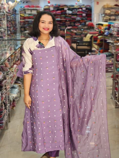 STYLISH MUL CHANDERI SALWAR SUITS @899/- N2744