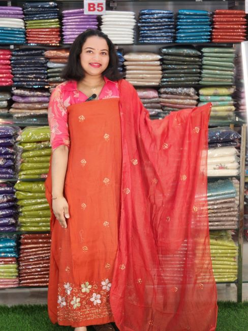 PREMIUM WORKED MUL CHANDERI SALWAR SUITS @999/- N2767