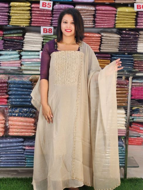 HEAVY YOKE WORKED PLATINUM CRUSH SALWAR SUITS @899/- N2777