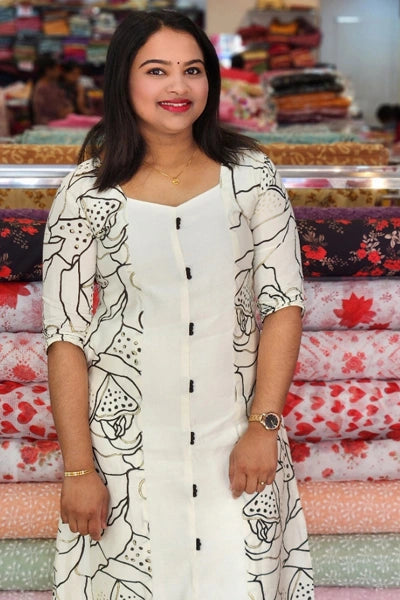 STYLISH FOIL PRINTED VATHIKKAN SILK TOP N2457
