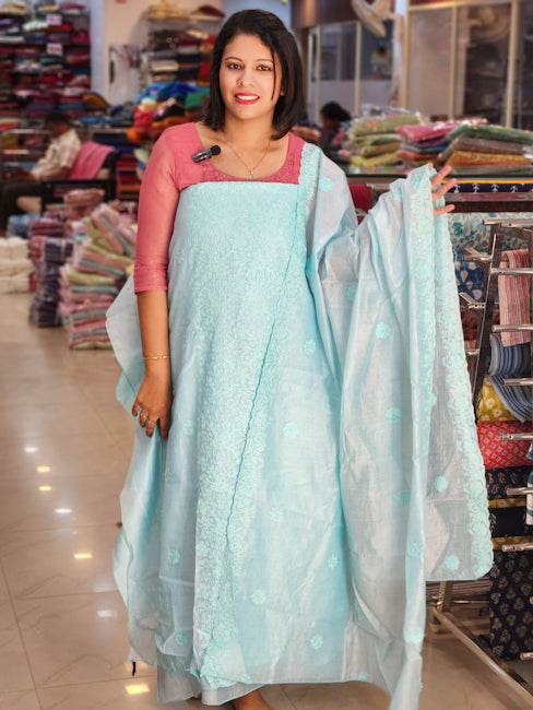 BUDGETED KASHMIRI STYLE EMBROIDERIED CHANDERI SALWAR SUITS @795/-  N2703
