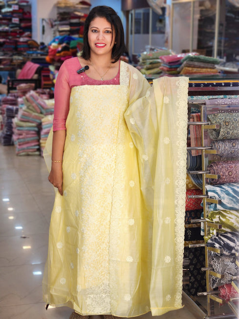 BUDGETED KASHMIRI STYLE EMBROIDERIED CHANDERI SALWAR SUITS @795/-  N2703