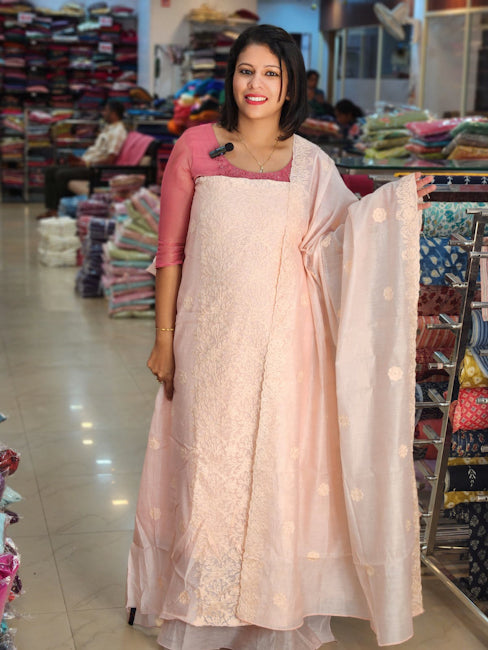 BUDGETED KASHMIRI STYLE EMBROIDERIED CHANDERI SALWAR SUITS @795/-  N2703