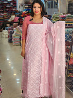 BUDGETED KASHMIRI STYLE EMBROIDERIED CHANDERI SALWAR SUITS @795/-  N2703