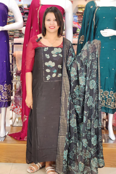 STYLISH VICHITRA SUITS WITH  LAZER BRASSO  PRINTED DUPATTA @999/- N2643