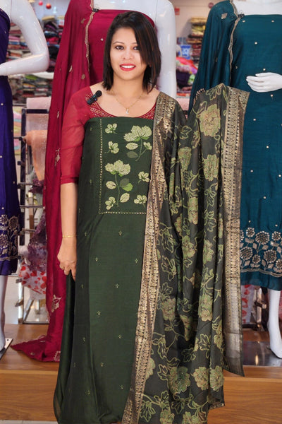 STYLISH VICHITRA SUITS WITH  LAZER BRASSO  PRINTED DUPATTA @999/- N2643