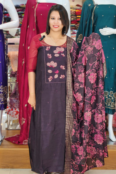 STYLISH VICHITRA SUITS WITH  LAZER BRASSO  PRINTED DUPATTA @999/- N2643