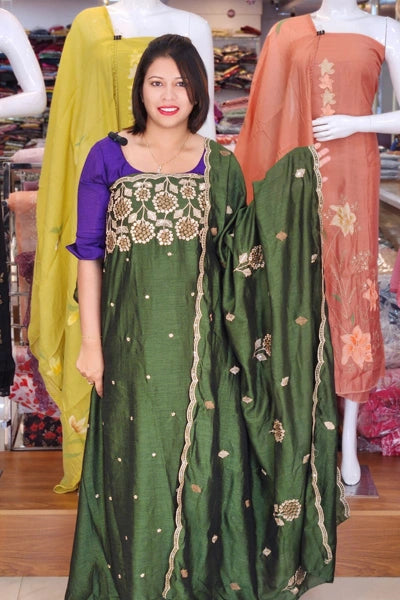 AWESOME SEMI SILK SALWAR SUITS @999/-  N2623