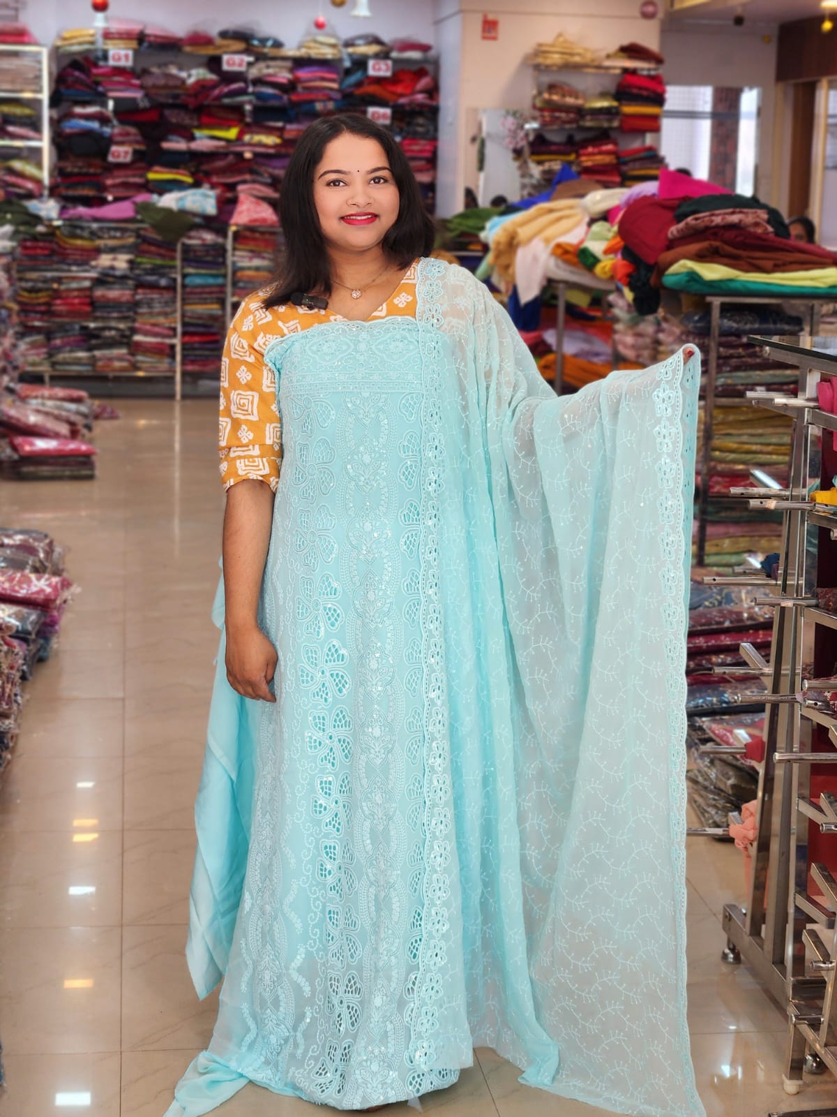 STYLISH SCHIFILI EMBROIDARY WORKED GEORGETE SUITS @999/- N2657