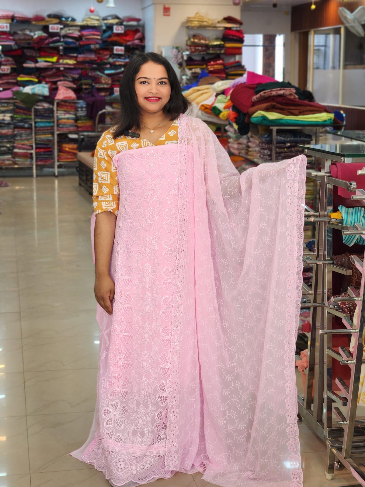 STYLISH SCHIFILI EMBROIDARY WORKED GEORGETE SUITS @999/- N2657