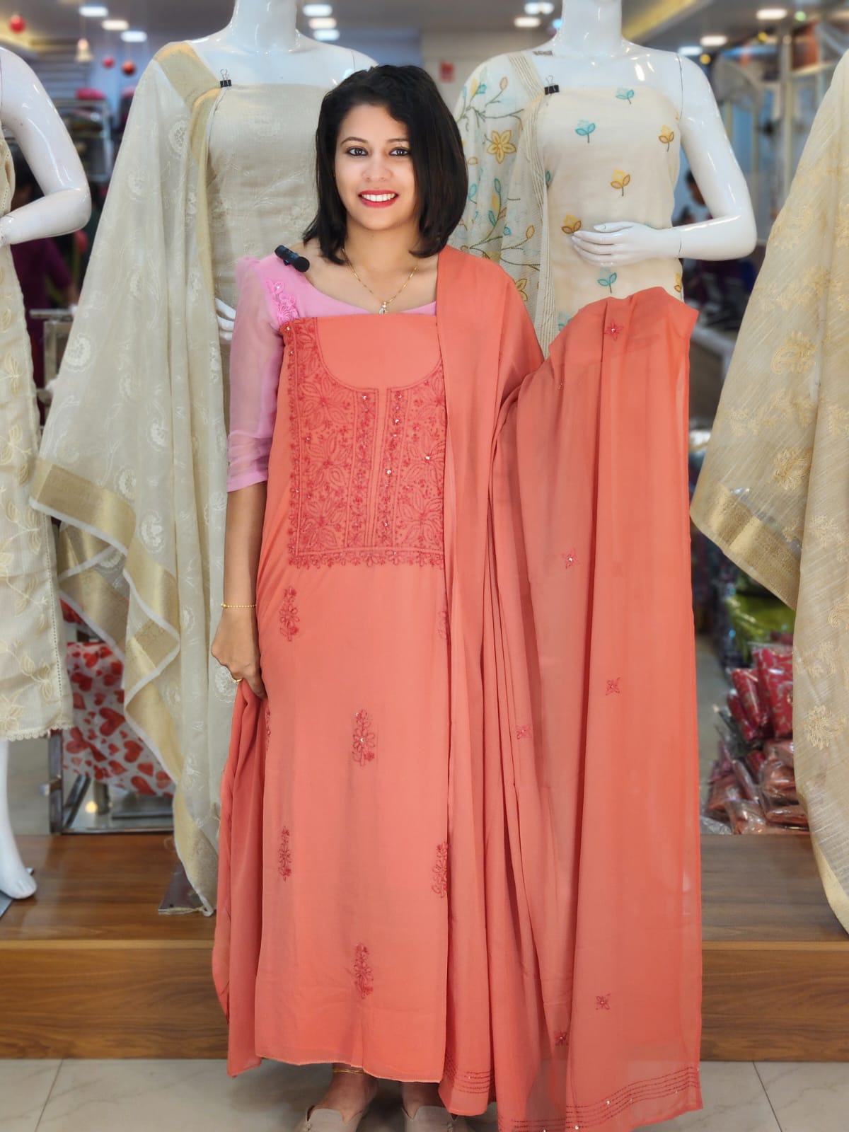 LUCKNOWI EMBROIDERY WORKED PURE GEORGETTE SALWAR SUITS @1495/-  N2800