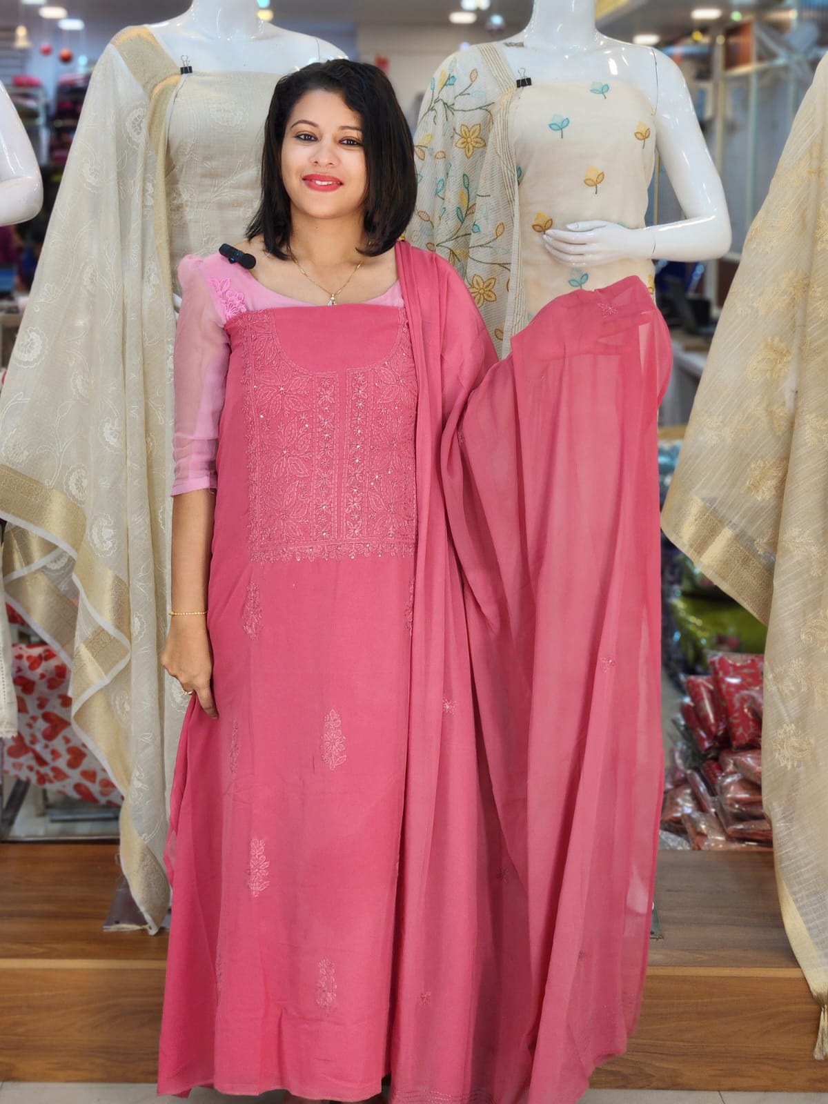 LUCKNOWI EMBROIDERY WORKED PURE GEORGETTE SALWAR SUITS @1495/-  N2800