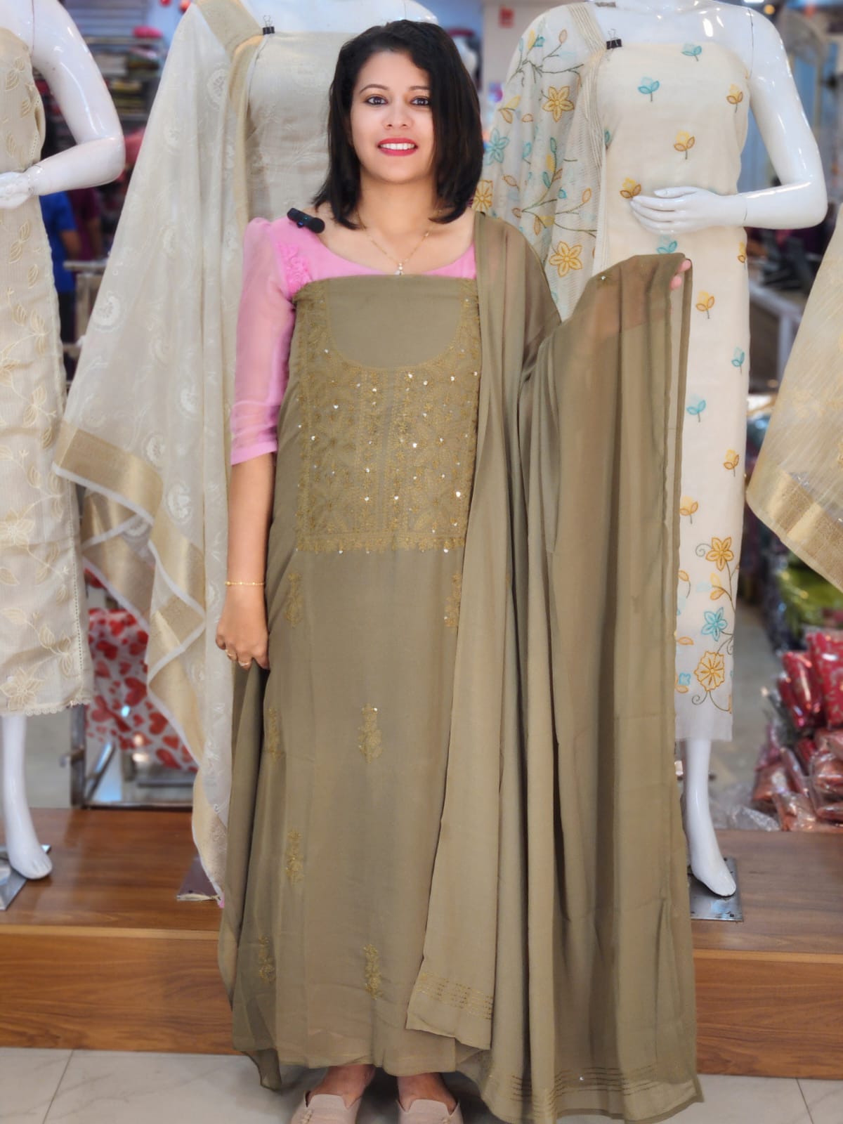 LUCKNOWI EMBROIDERY WORKED PURE GEORGETTE SALWAR SUITS @1495/-  N2800