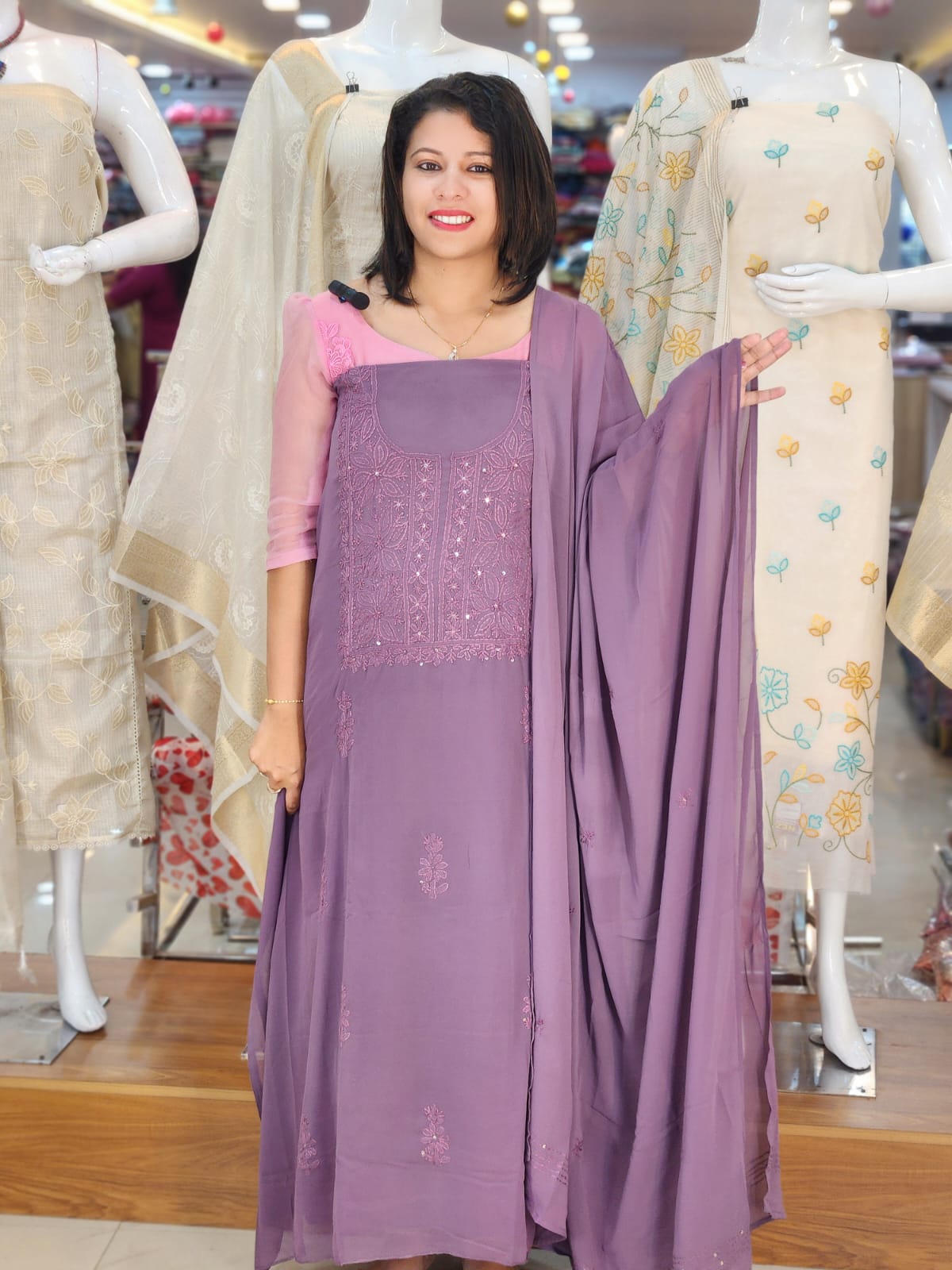 LUCKNOWI EMBROIDERY WORKED PURE GEORGETTE SALWAR SUITS @1495/-  N2800