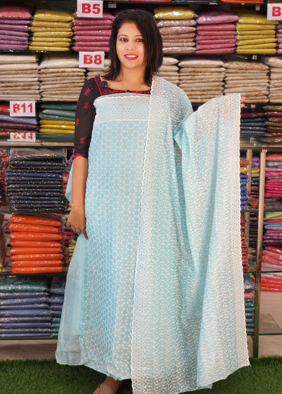 AWESOME CUT WORKED CHANDERI SALWAR SUITS @860/- N2807